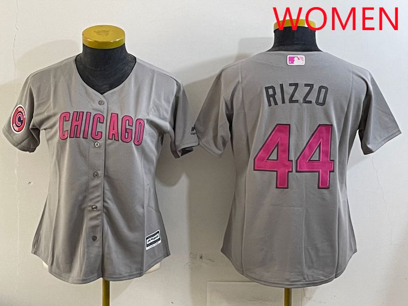 Women Chicago Cubs #44 Rizzo Grey Fashion Game 2025 Nike MLB Jersey style 1->women mlb jersey->Women Jersey